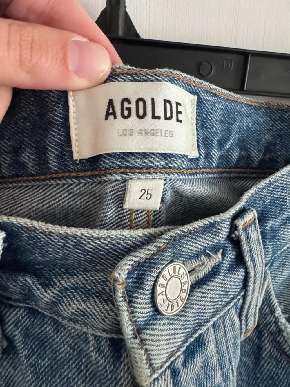 Agolde Light Blue High-Rise Cutoff Denim Shorts - Picture 3 of 3